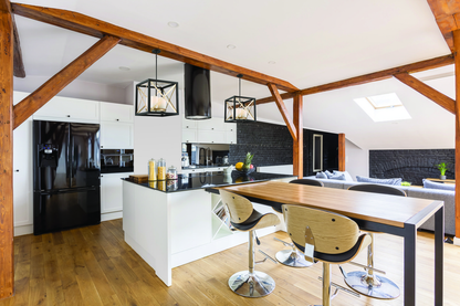 Boxer - 4 Light Pendant with Satin White Glass - Matte Black Finish with Antique Silver Accents