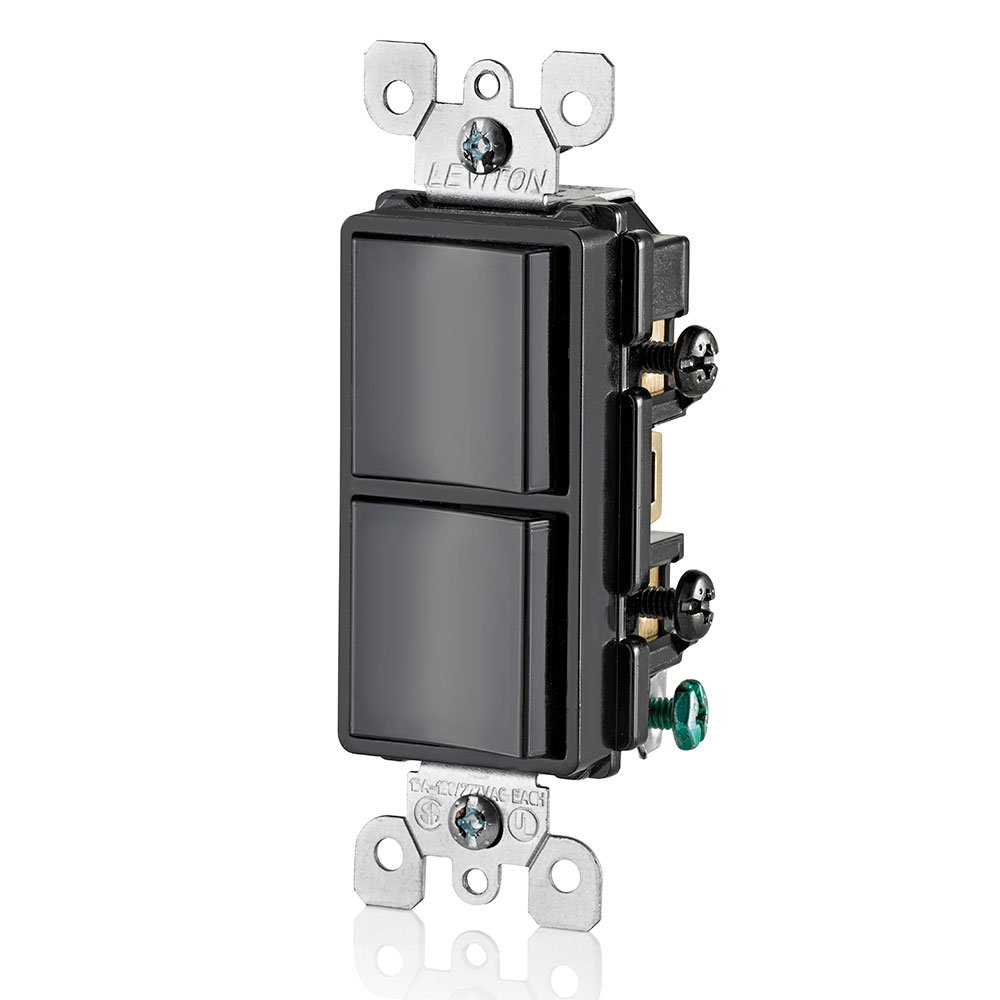 15 Amp Decora Single-Pole / 3-Way Combination Switch, Grounding, Black