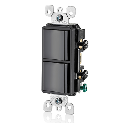 15 Amp Decora Single-Pole / 3-Way Combination Switch, Grounding, Black