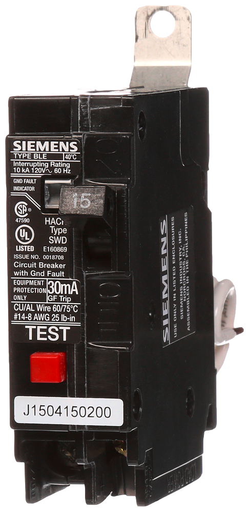 BRKR BLE2 GFCI 30mA 1P 120V 15A 10KA