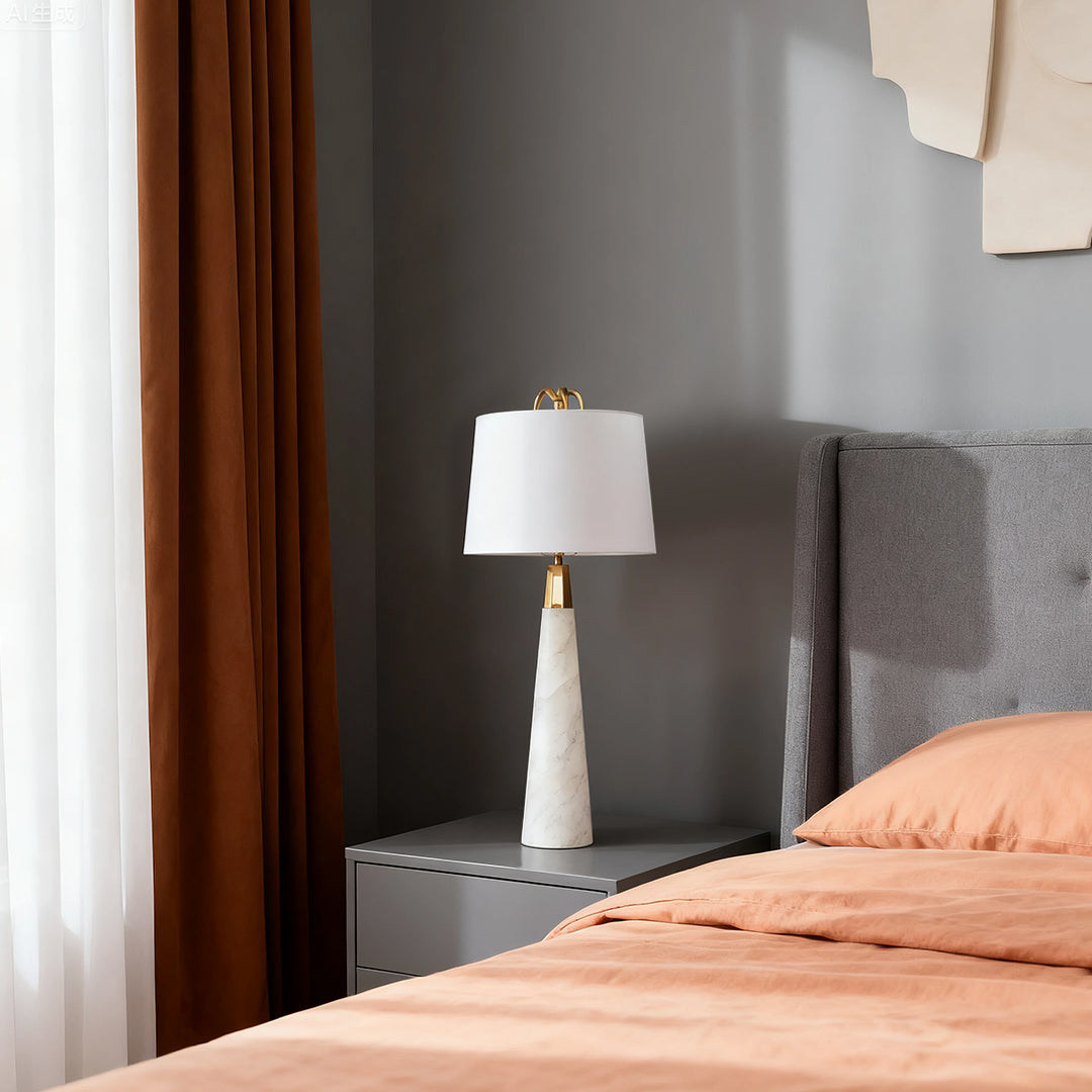 White Marble Table Lamp Elegant Luxury Nordic Tapered Stone Lamp