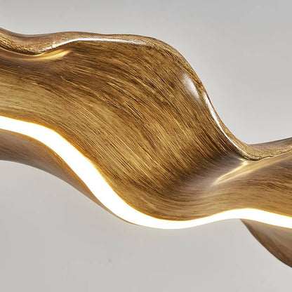 Wood Pendant Light Chandelier Wave Elegant Japanese LED Light