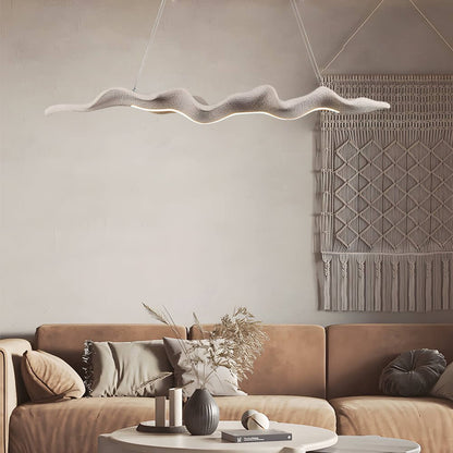Wood Pendant Light Chandelier Wave Elegant Japanese LED Light