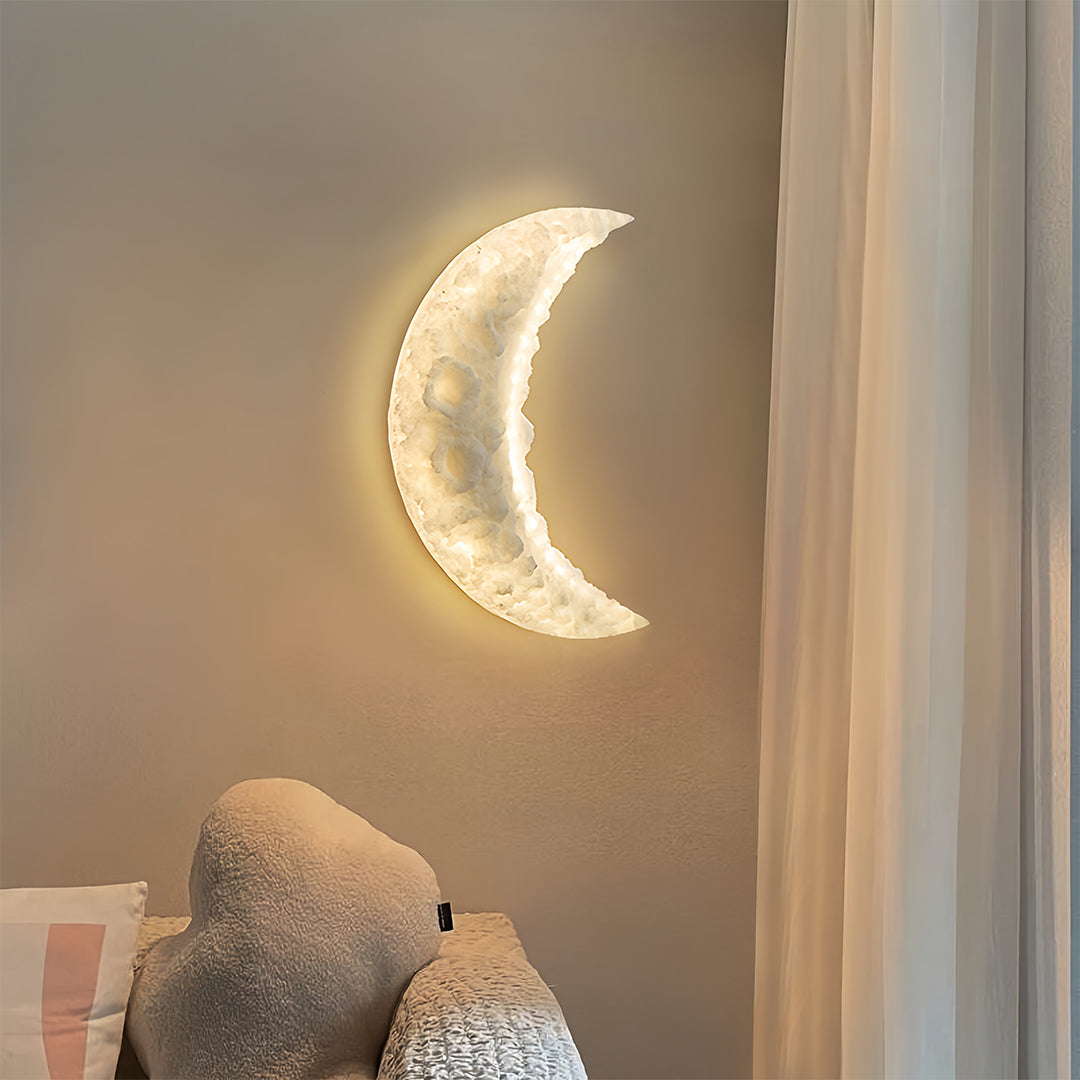 Wall Light Moon Modern Minimalist Resin Bedroom Textured Crescent Lamp