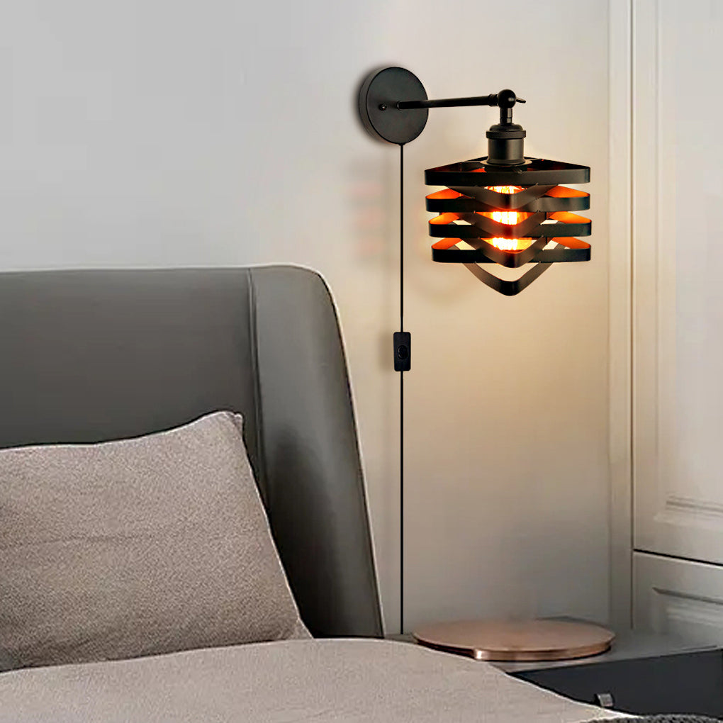 Wall Mount Lights with Plug Adjustable Angle Industrial Lamp
