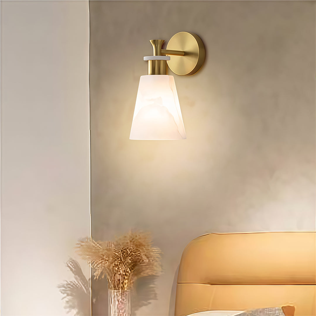 Wall Sconce LED Light Minimalist Luxury Brass Marble Lamp