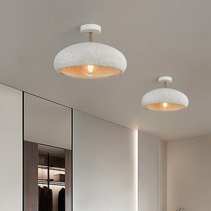White Semi Flush Ceiling Lights Wabi-Sabi Ambient Ceiling Lamp