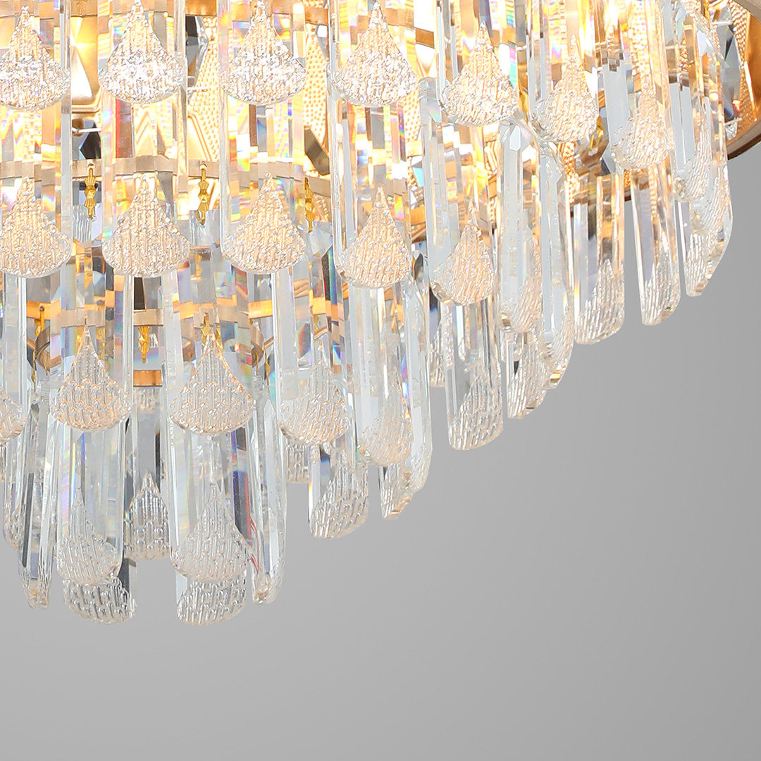 [Open-Box]Ceiling Fans with Crystal Lights Luxury Gold Iron with Crystal Pendant