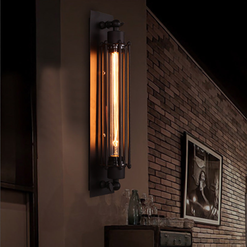 [Open-Box]Vintage Industrial Wall Sconce Black Iron Linear Lamp
