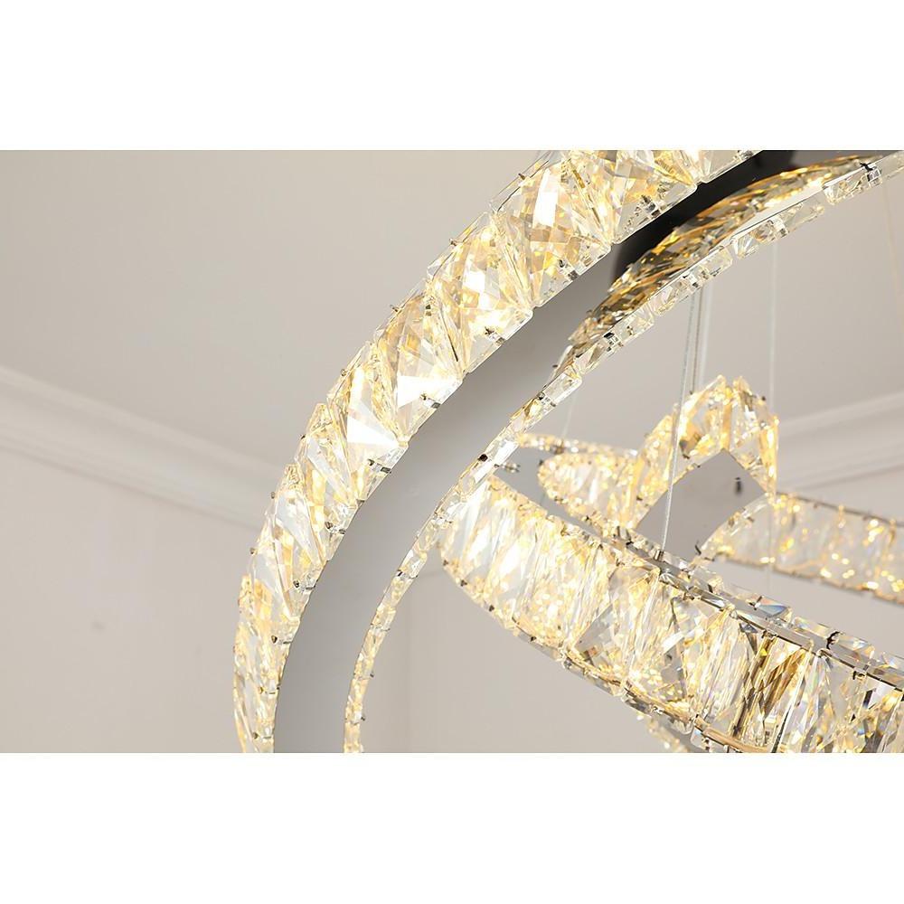 Wave LED Crystal Stainless Steel Ceiling Lights Chandeliers