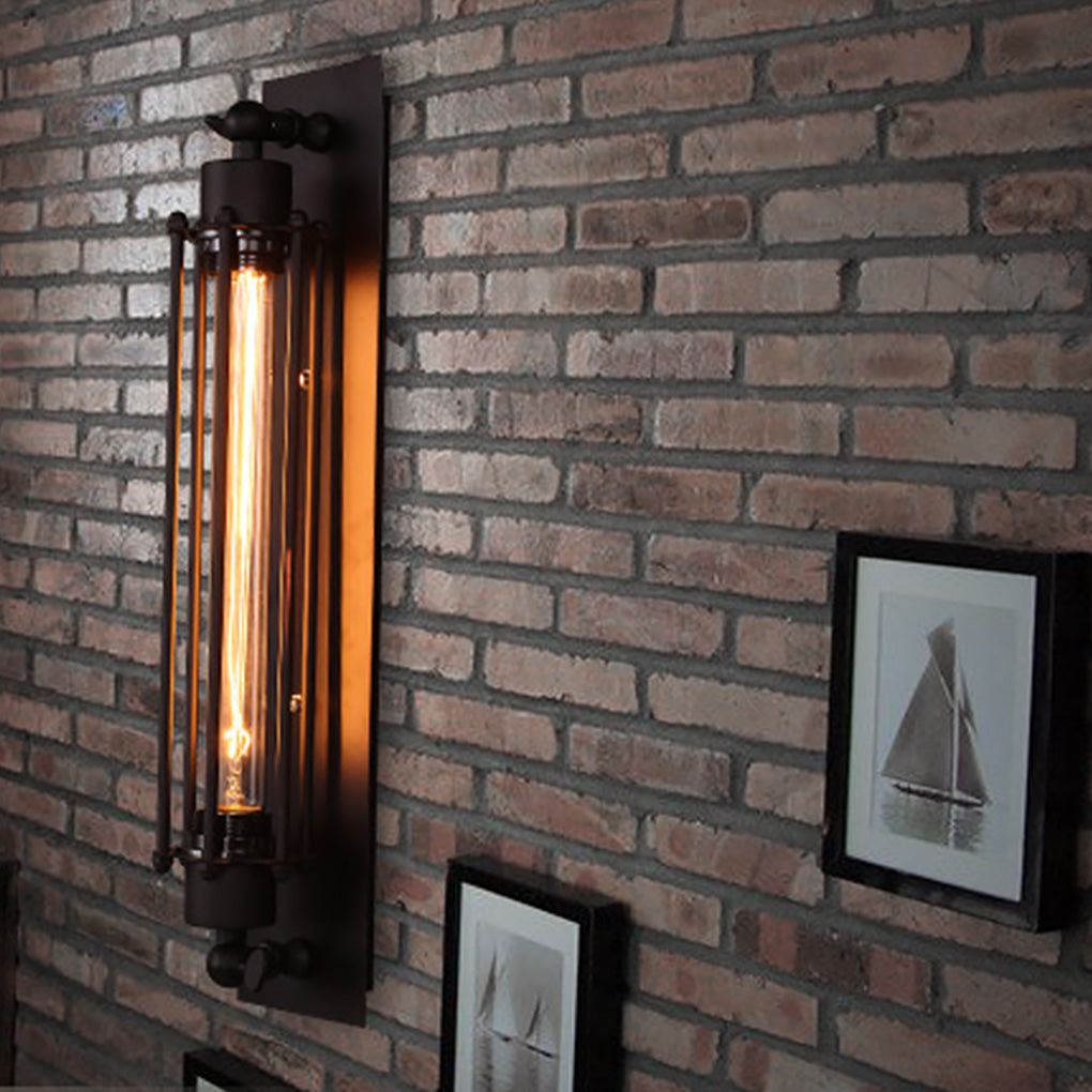 [Open-Box]Vintage Industrial Wall Sconce Black Iron Linear Lamp