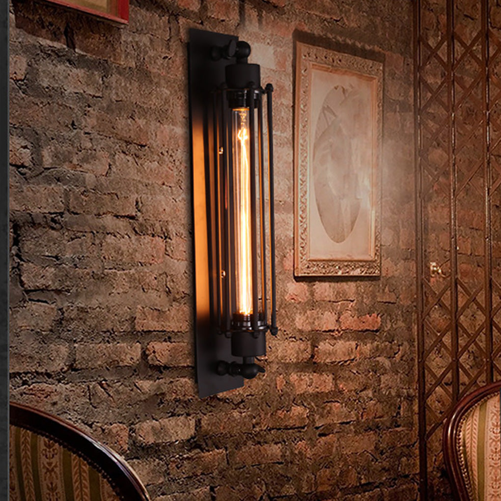 [Open-Box]Vintage Industrial Wall Sconce Black Iron Linear Lamp