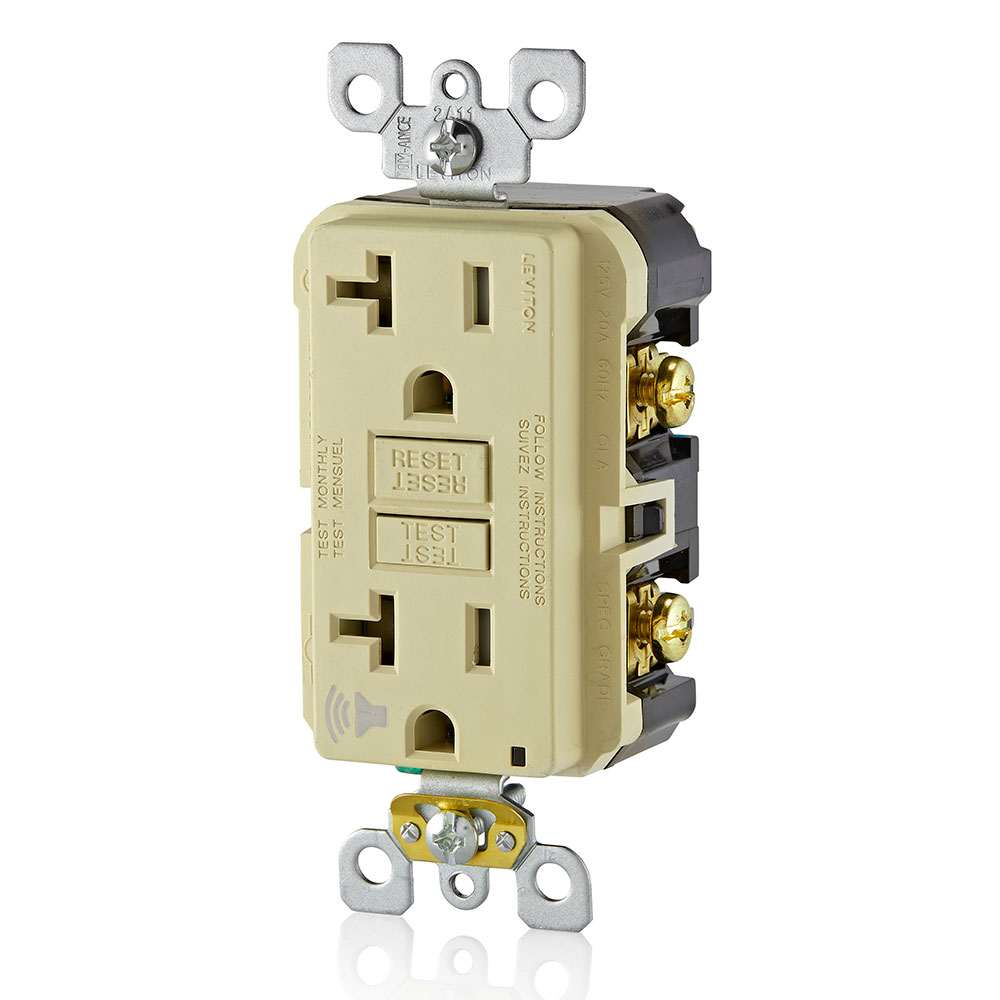 20 Amp, Self Test, Tamper-Resistant GFCI Outlet with Audible Alarm & LED Indicator Light