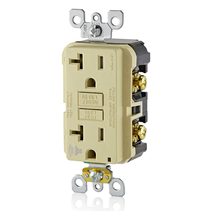 20 Amp, Self Test, Tamper-Resistant GFCI Outlet with Audible Alarm & LED Indicator Light