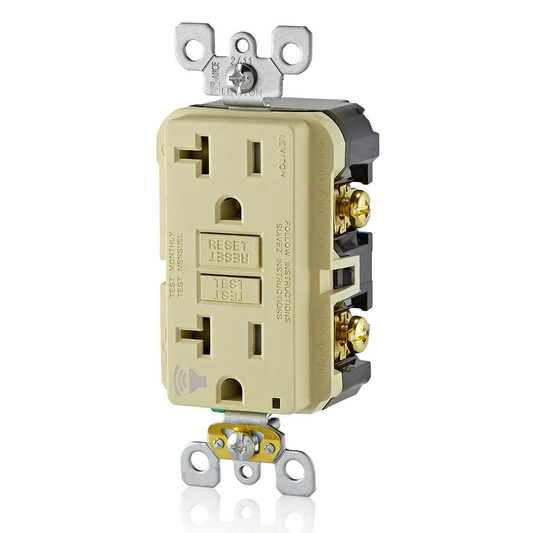 20 Amp, Self Test, Tamper-Resistant GFCI Outlet with Audible Alarm & LED Indicator Light