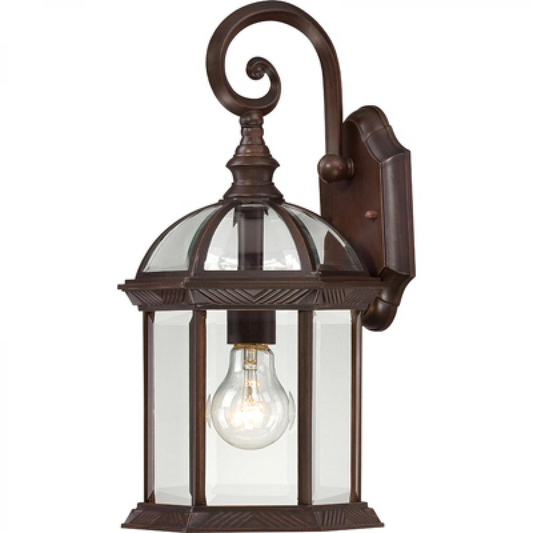 Boxwood - 1 Light 15" Wall Lantern with Clear Beveled Glass - Rustic Bronze Finish