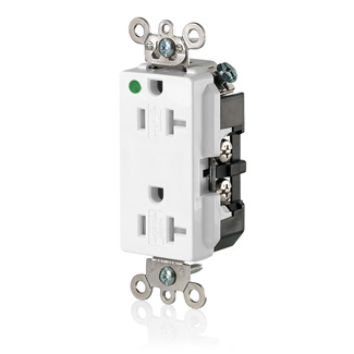 20 Amp Decora Plus Duplex Receptacle/Outlet, Hospital Grade, Tamper-Resistant, Self-Grounding
