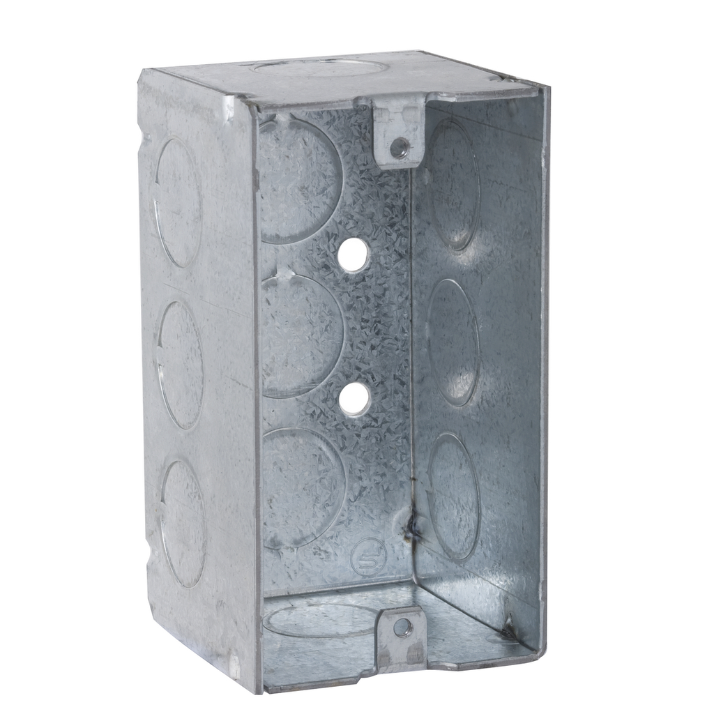 4 in. x 2 in. Handy Box, Welded, 2-1/8 in. Deep, Eleven 1/2 in. KO's