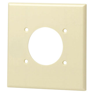 2-Gang Flush Mount Outlet/Receptacle Wallplate, Standard Size, Thermoset, Ivory