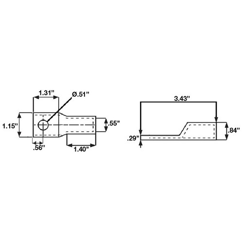 Aluminum Long Barrel 1 Hole Compression Lugs 4/0 Awg - 1/2 Stud