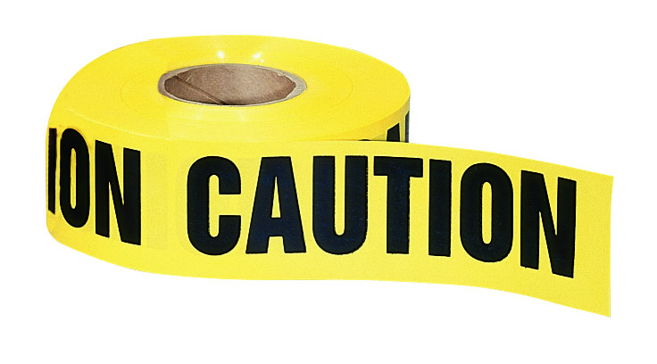 Barricade Tape, "Caution", Yellow, 3" x 1,000'