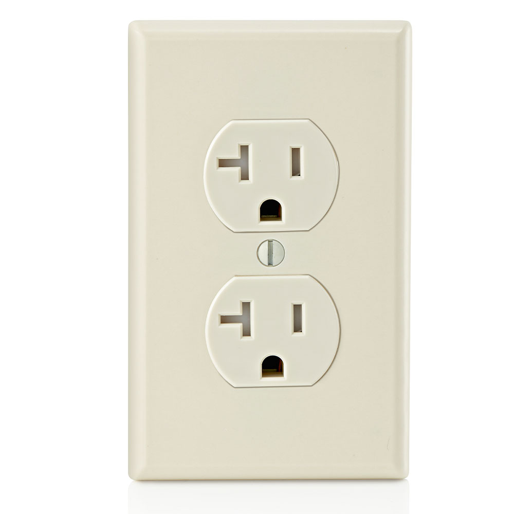 20 Amp Duplex Tamper-Resistant Outlet/Receptacle, Grounding, Light Almond