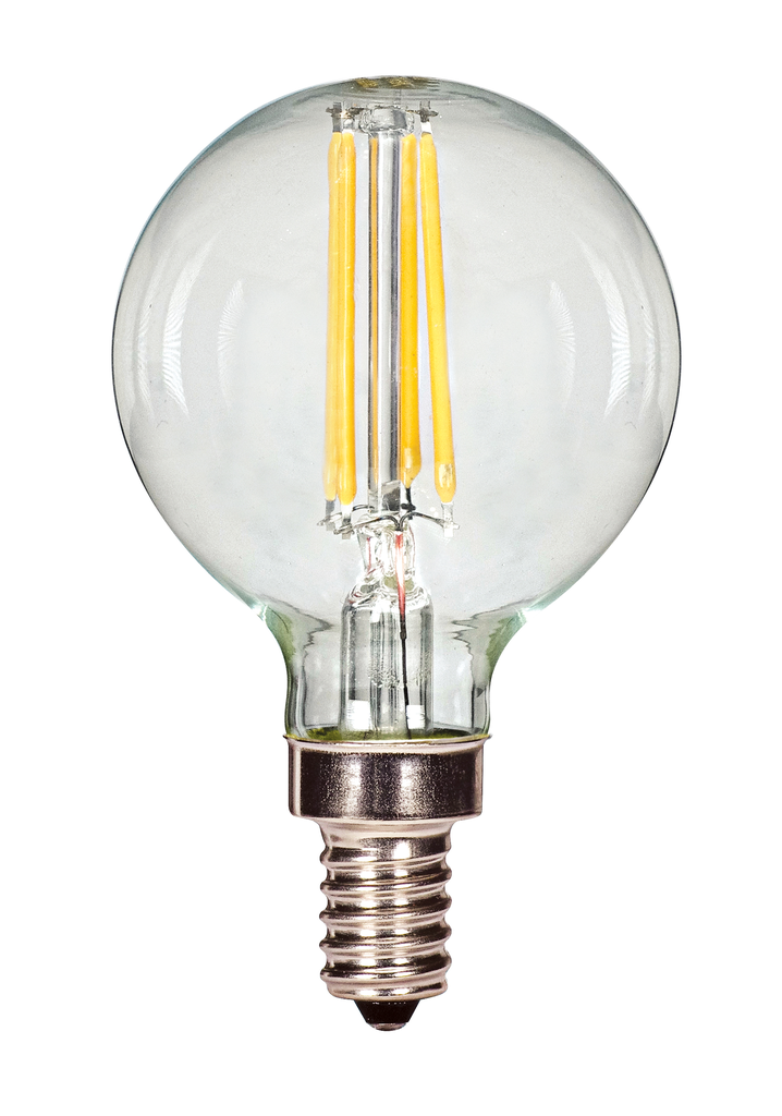 3.5 Watt G16.5 LED; Clear; Candelabra base; 2700K; 350 Lumens; 120 Volt