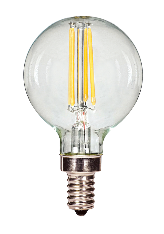 3.5 Watt G16.5 LED; Clear; Candelabra base; 2700K; 350 Lumens; 120 Volt