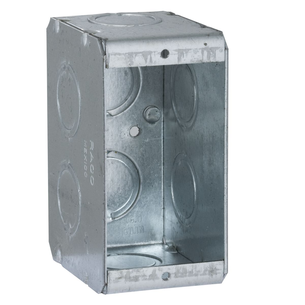 1-Gang Masonry Box, Nongangable, 2-1/2 in. Deep, Eight Concentric KO’s