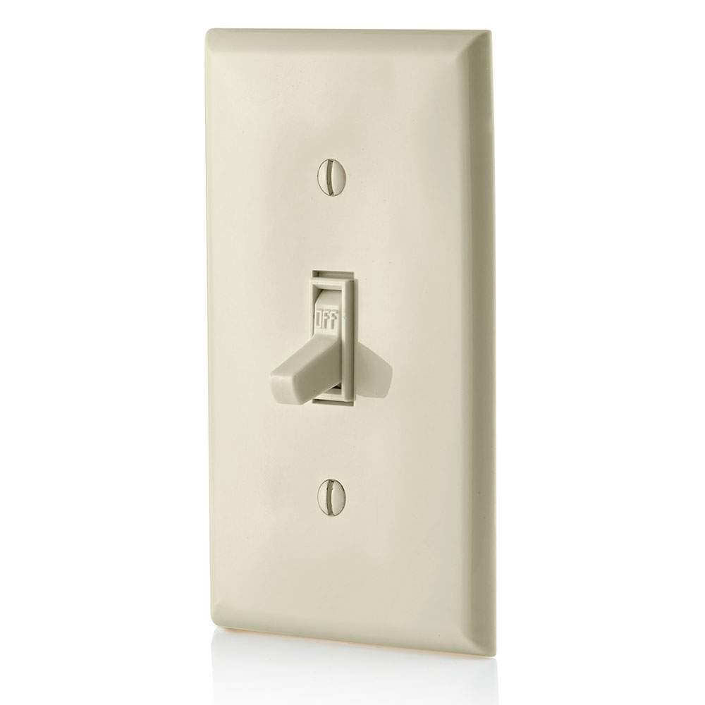 15 Amp Single-Pole Toggle Switch, Grounding, Light Almond
