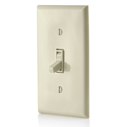 15 Amp Single-Pole Toggle Switch, Grounding, Light Almond
