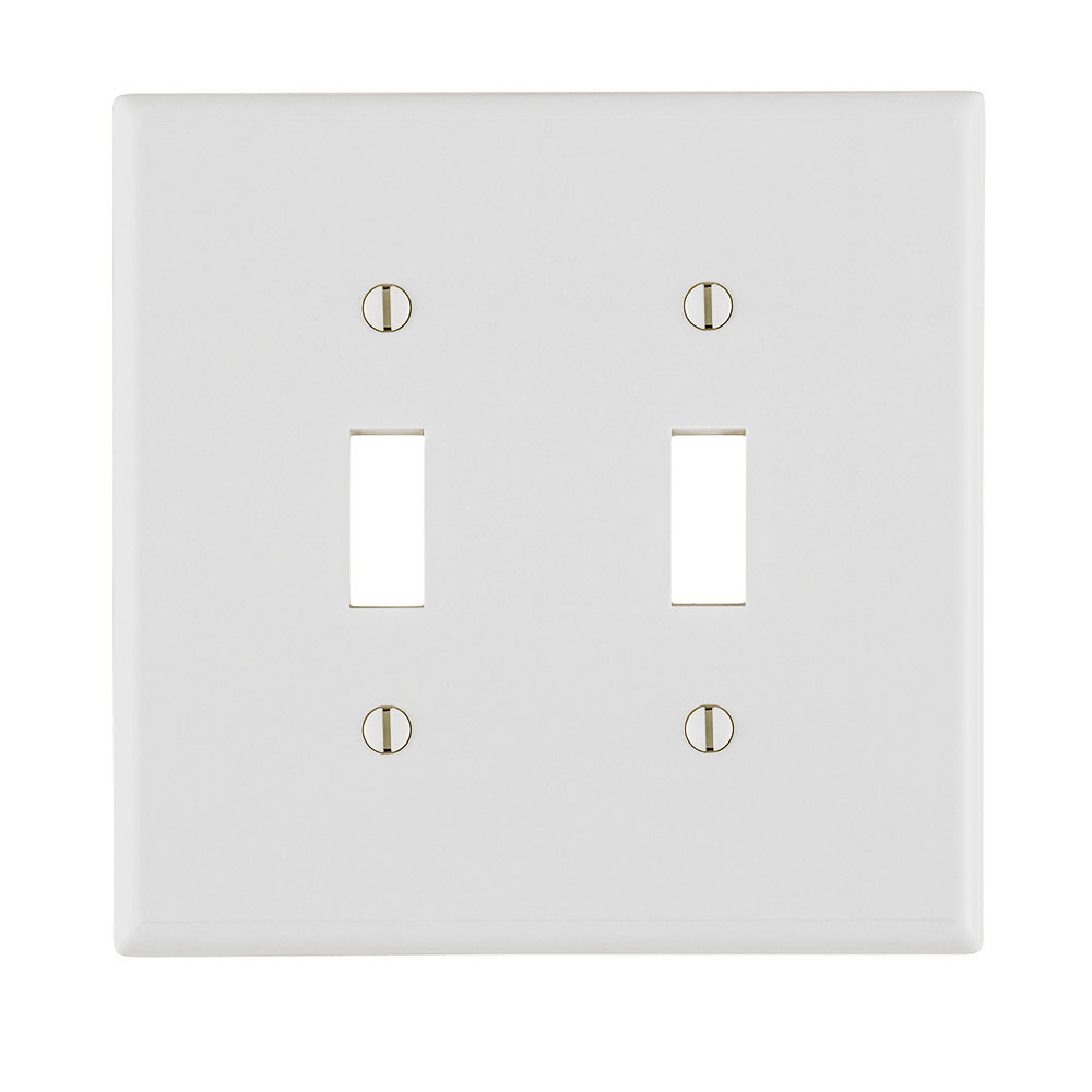 2-Gang Toggle Switch Wallplate, Standard Size, Thermoset, White