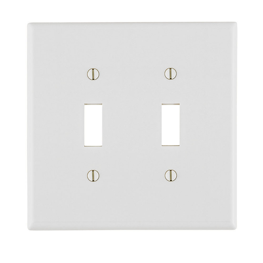 2-Gang Toggle Switch Wallplate, Standard Size, Thermoset, White