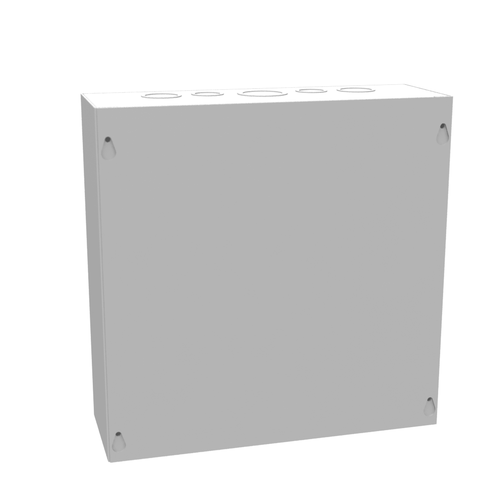 12x4X12 Screw Cover Type 1 UL Steel KOs Gray Cover w/Teardrop Slots Holes In Back