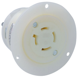 20 Amp, 250 Volt, Flanged Outlet Locking Receptacle, Industrial Grade