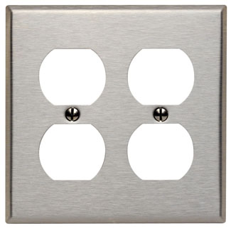2-Gang Duplex Wallplate, Standard Size, Magnetic Stainless Steel