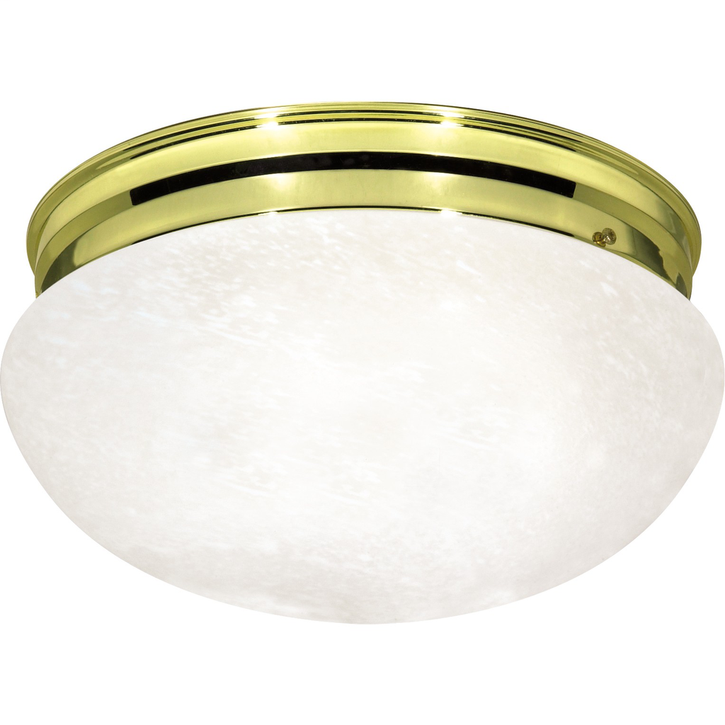 2-Lights 12" Close-To-Ceiling Flush Mount Ceiling Light with Large Alabaster Mushroom Glass