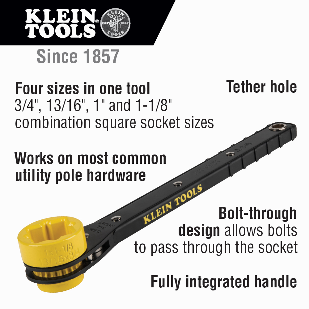 4-in-1 Lineman's Slim Ratcheting Wrench