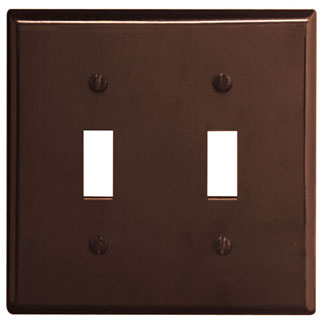 2-Gang Toggle Swtich Wallplate, Standard Size, Thermoset, Brown