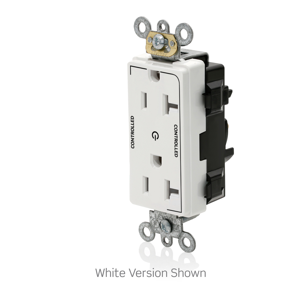 20 Amp Lev-Lok® Decora Plus Duplex Receptacle/Outlet, Industrial Grade, Self-Grounding
