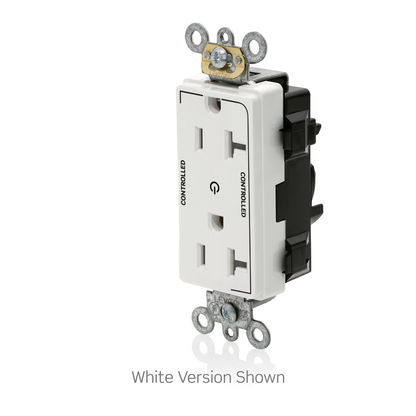 20 Amp Lev-Lok® Decora Plus Duplex Receptacle/Outlet, Industrial Grade, Self-Grounding