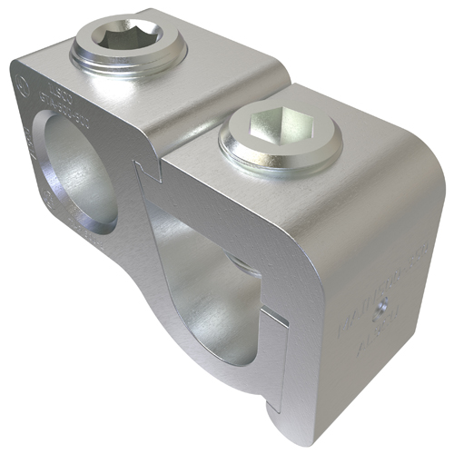 Aluminum Parallel Tap Connector, Dual Rated, Main Conductor Range 500-350, Tap Range 500-2, Tin Plated, UL, CSA