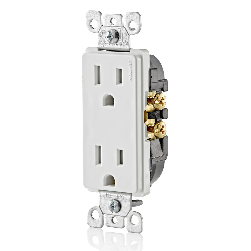 15 Amp Decora Tamper-Resistant Duplex Outlet/Receptacle, Grounding, White