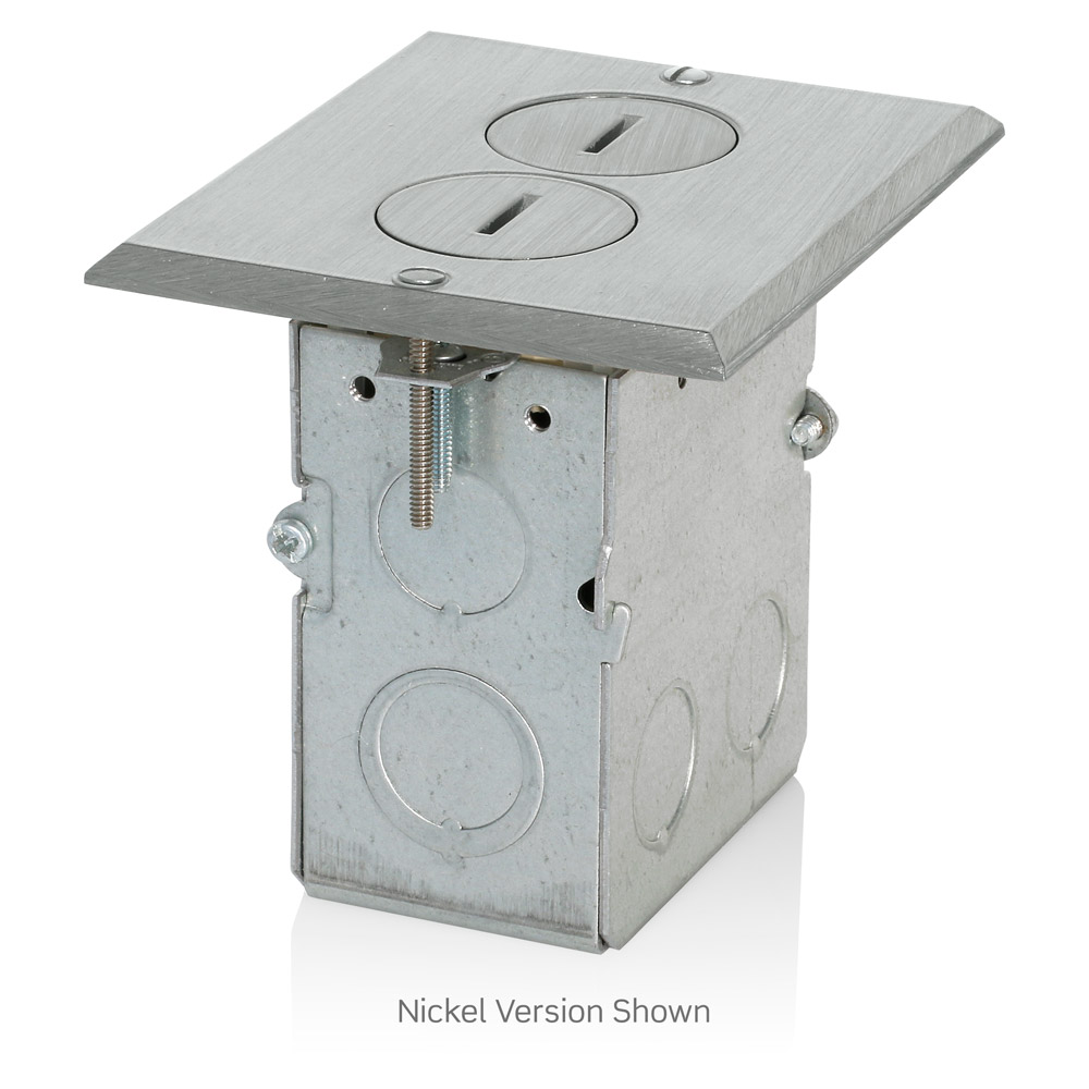 20 Amp 1-Gang Floor Box Assembly, Commercial Grade, Tamper-Resistant, Self-Grounding