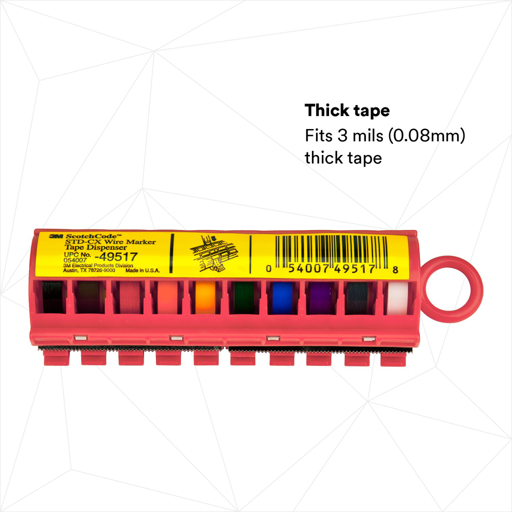 3M ScotchCode Wire Marker Tape Dispenser with Tape STD-C, compact design for easy handling, 25/Case