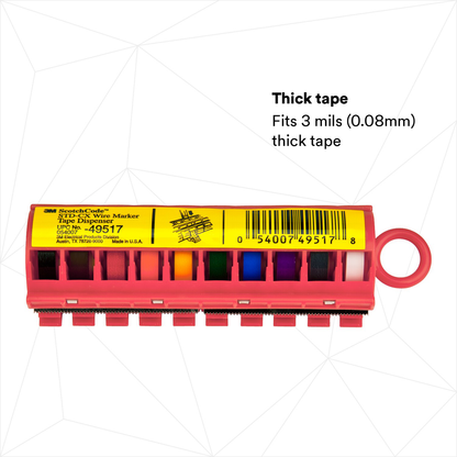 3M ScotchCode Wire Marker Tape Dispenser with Tape STD-C, compact design for easy handling, 25/Case