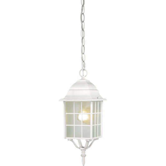 Adams - 1 Light 16" Hanging Lantern with Frosted Glass - White Finish