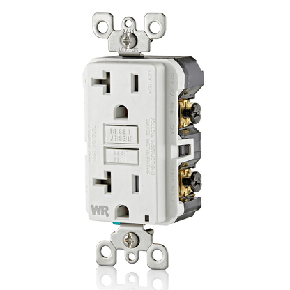 20 Amp GFCI Weather-Resistant Outlet, Self Test, Tamper-Resistant with LED Indicator Light