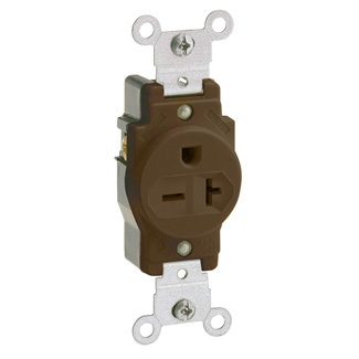20 Amp Single Receptacle/Outlet, Commercial Grade, Self-Grounding