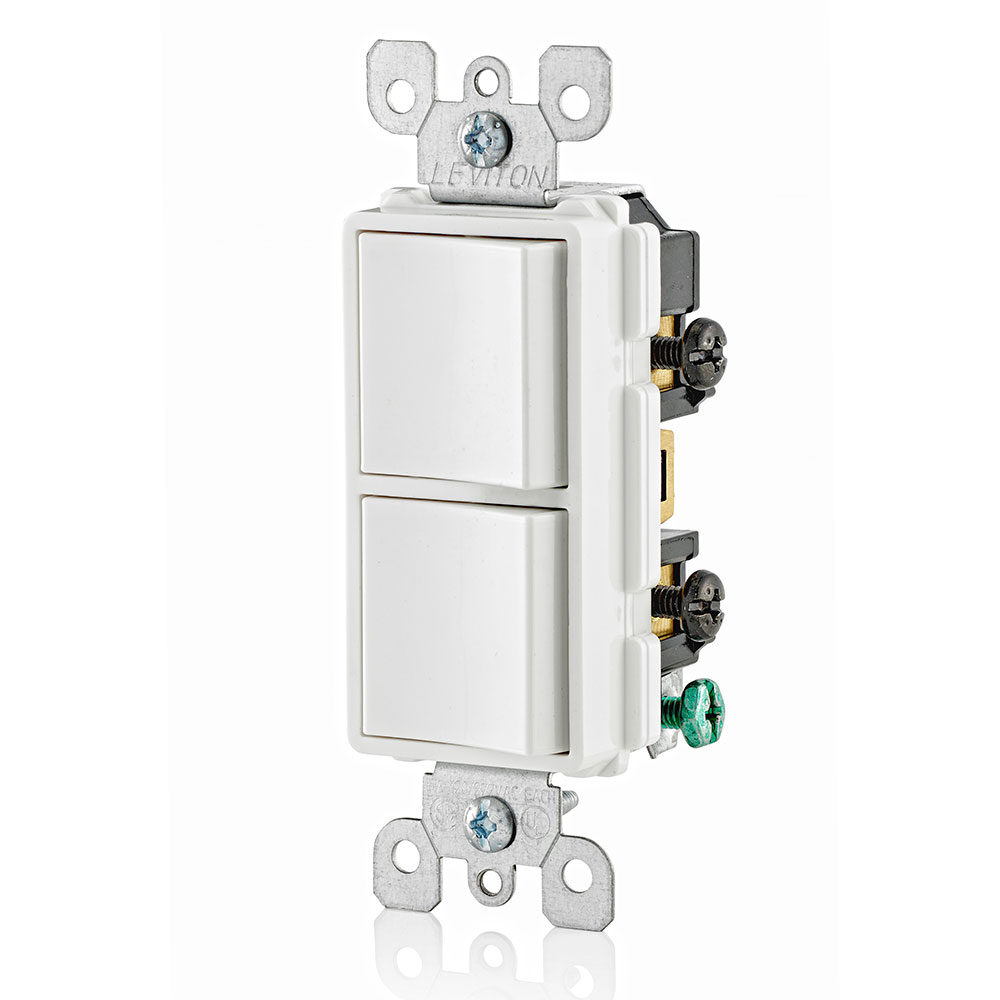 15 Amp Decora Single-Pole / 3-Way Combination Switch, Grounding, White